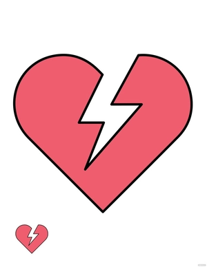 Free Minimalist Broken Heart Coloring Page Template to Edit Online