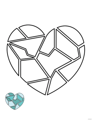 Broken Glass Heart Coloring Page