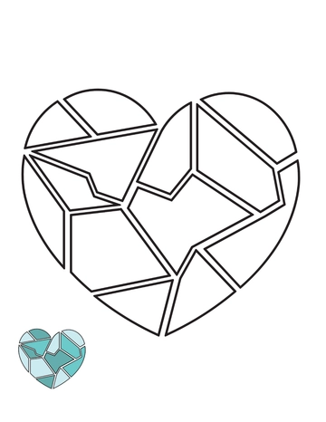 Free Broken Glass Heart Coloring Page Template to Edit Online