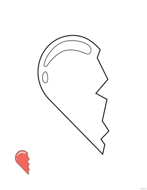 Half Broken Heart Coloring Page