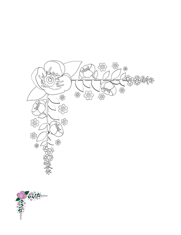 Free Floral Corner Coloring Page Template to Edit Online