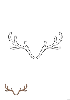 Cartoon Deer Horn Coloring Page