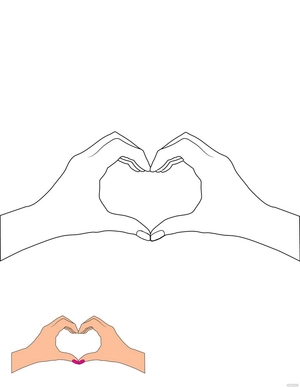 Hand Heart Coloring Page