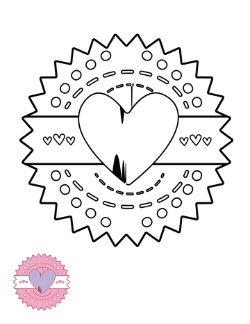 Free Heart Stamp Coloring Page Template to Edit Online