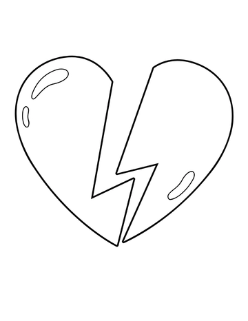 Free White Broken Heart Coloring Page Template to Edit Online