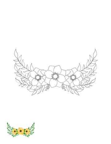 Free Yellow Floral Coloring Page Template to Edit Online