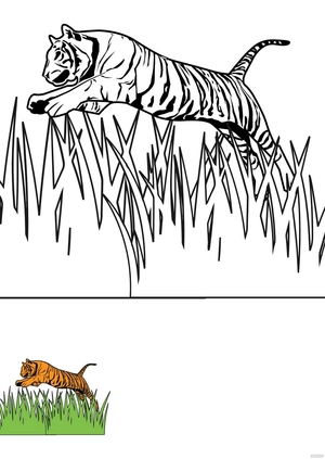 Jumping Tiger Coloring Page