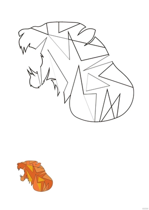 Free Geometric Tiger Coloring Page Template to Edit Online