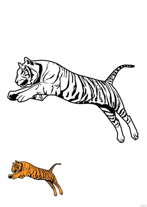 Leaping Tiger Coloring Page