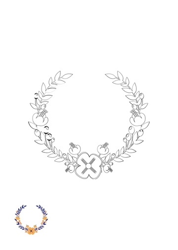 Free Floral Half Wreath Coloring Page Template to Edit Online