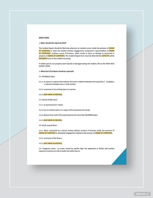 Workplace Incident Report Template