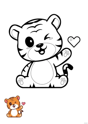 Kawaii Tiger Coloring Page