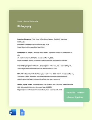 Elementary Bibliography Template