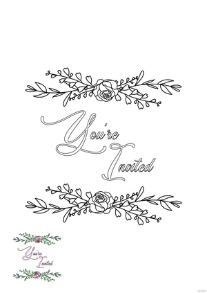 Floral Wedding Invitation Coloring Page