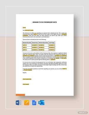 Demand to Pay Promissory Note Template