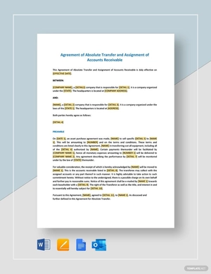 Agreement of Absolute Transfer and Assignment of Accounts Receivable Template