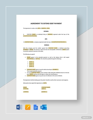Agreement to Extend Debt Payment Template