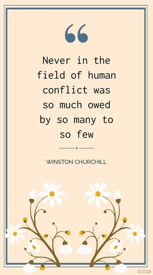 Winston Churchill - Never in the field of human conflict was so much owed by so many to so few