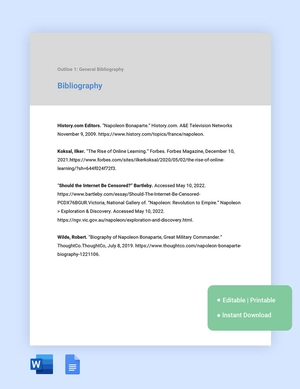 Bibliography Outline Template