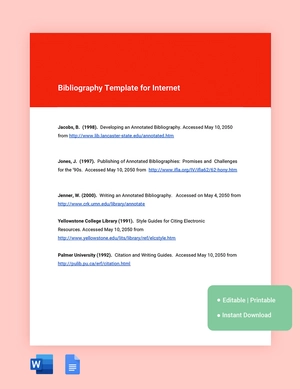 Bibliography Template For Internet