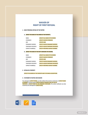 Waiver of the Right of First Refusal Template