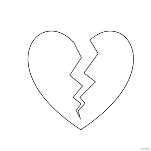 Broken Heart Outline Clipart