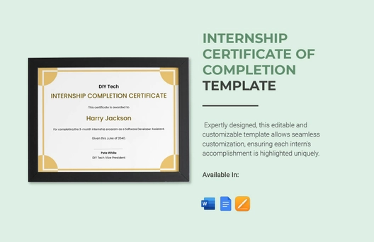 Internship Certificate of Completion Template