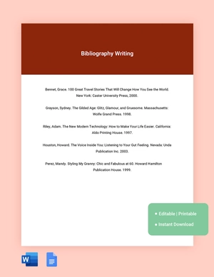 Bibliography Writing Template