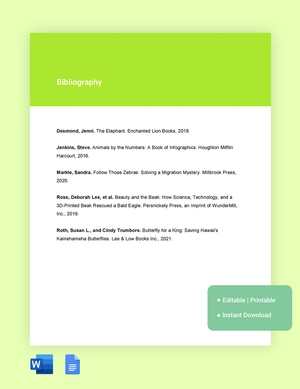 School Project Bibliography Template