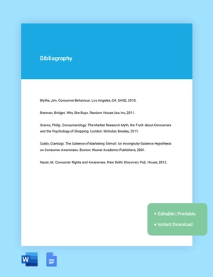 Consumer Awareness Bibliography Template