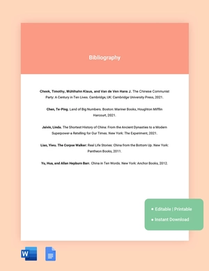 Blank Bibliography Template