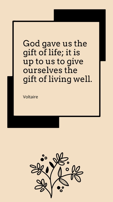 Free Gift of Life: Living Well Quote Template to Edit Online