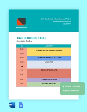 Blank Time Blocking Template