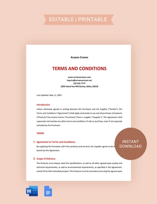 Basic Terms And Conditions Template