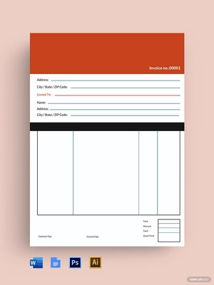 Editable Commercial Lease Invoice Template