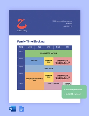 Family Time Blocking Template