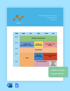 Loan Officer Time Blocking Template
