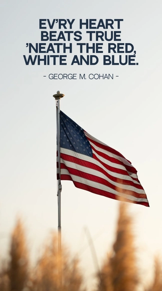Free Red, White and Blue Heartbeat: George M. Cohan Quote Template to Edit Online