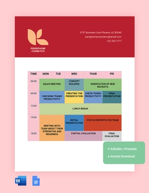 Productivity Time Blocking Template
