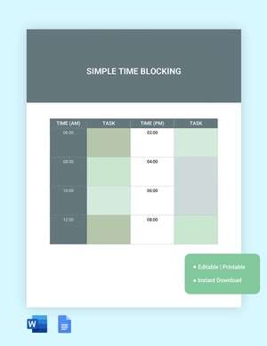 Simple Time Blocking Template