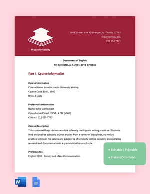 English Syllabus Template