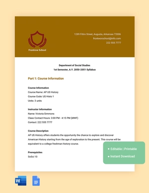 Social Studies Syllabus Template