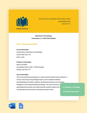 College Syllabus Template