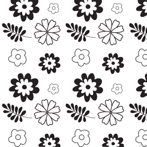 Floral Black and White Pattern Clipart
