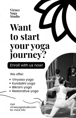 Black And White International Yoga Day Poster