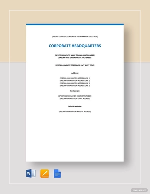 Corporate Fact Sheet Template