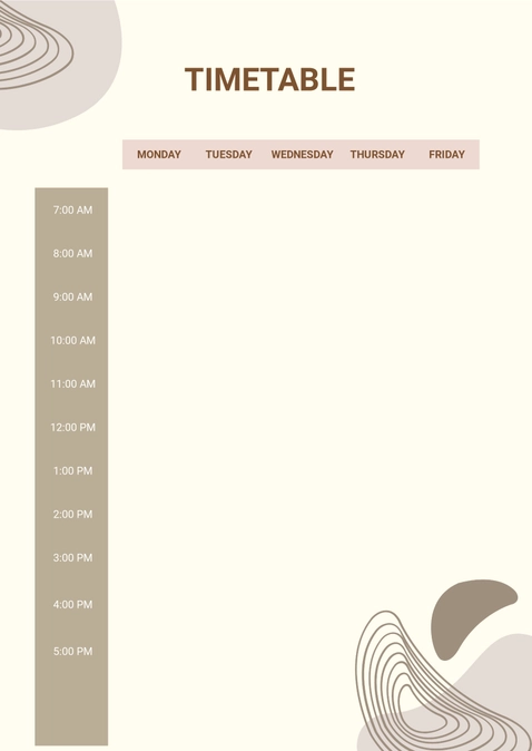 Time Table Chart Template