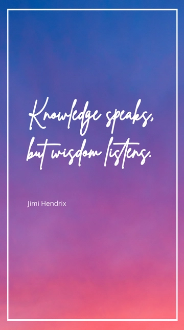 Free Jimi Hendrix - Knowledge speaks, but wisdom listens. Template to Edit Online