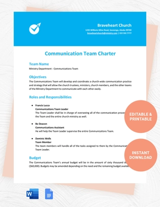 Communication Team Charter Template