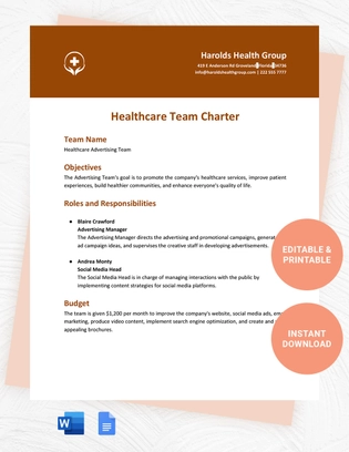 Healthcare Team Charter Template